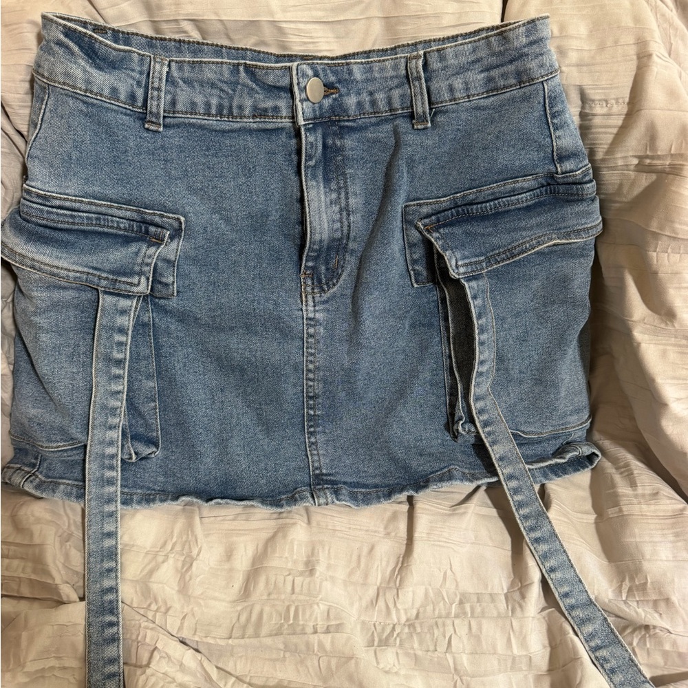 Target Light Blue Denim Mini Skirt with Utility Pockets